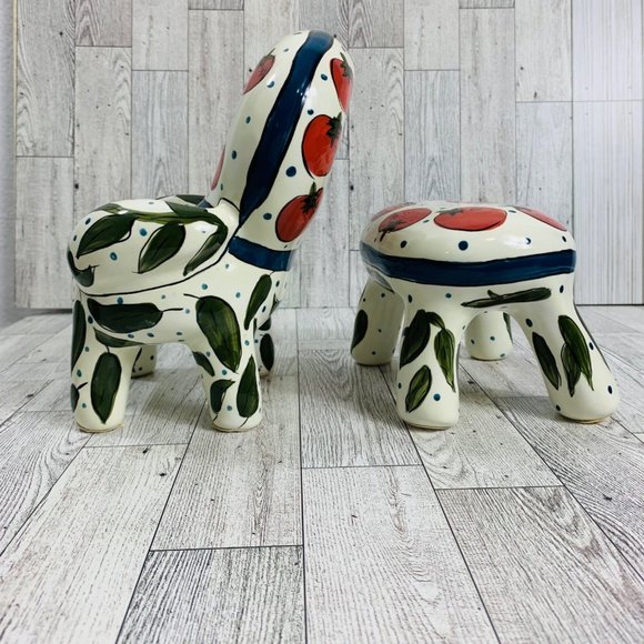 VTG Ganz Kitchy Gardner Bank Cherry Tomato Chair Ottoman Signed Farmhouse Decor - Picture 5 of 16